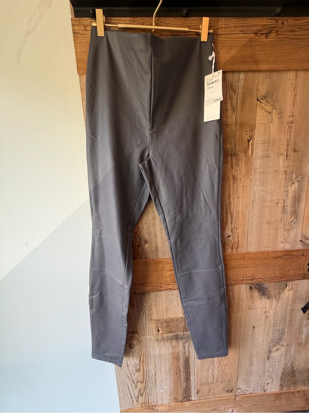 NWT Good American Better Than Leather Leggings Gray Size 4 High Rise